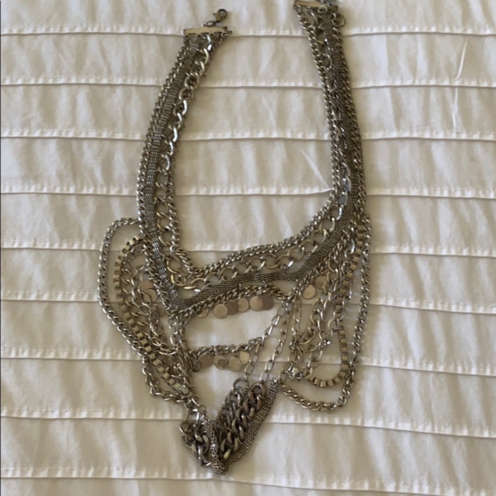 Silver multilayer necklace